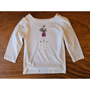 Girls Janie and Jack White Floral Graphic Long Sleeve Tee Size 10